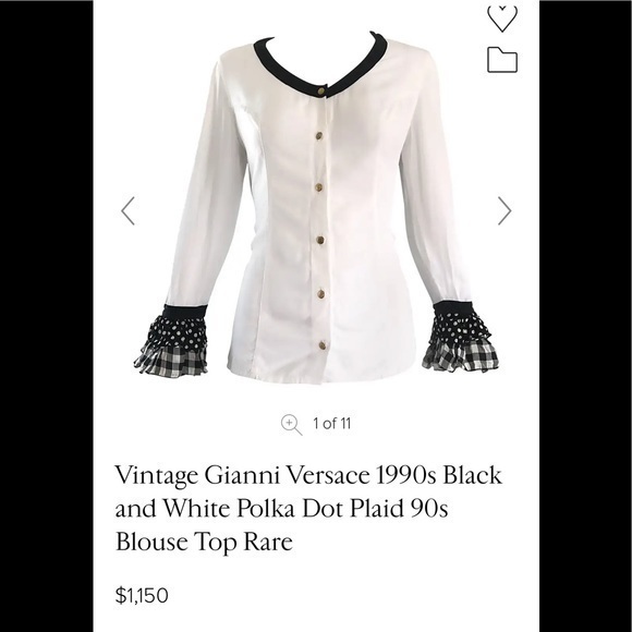Versace Tops - Versace Vintage Black with Polka Dot and Plaid accents Blouse